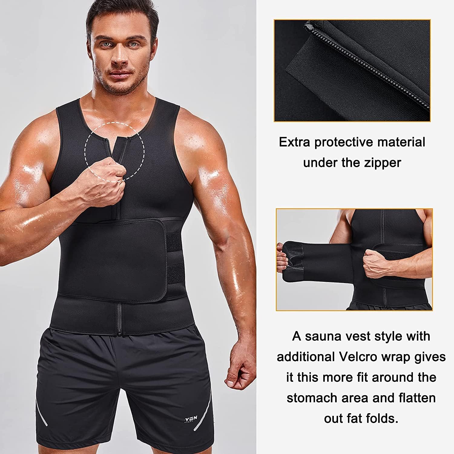 KUMAYES Faja Reductora Adelgazante Hombre Neopreno Camiseta Reductora Compresion de Sauna Sudoración para Deporte Fitness