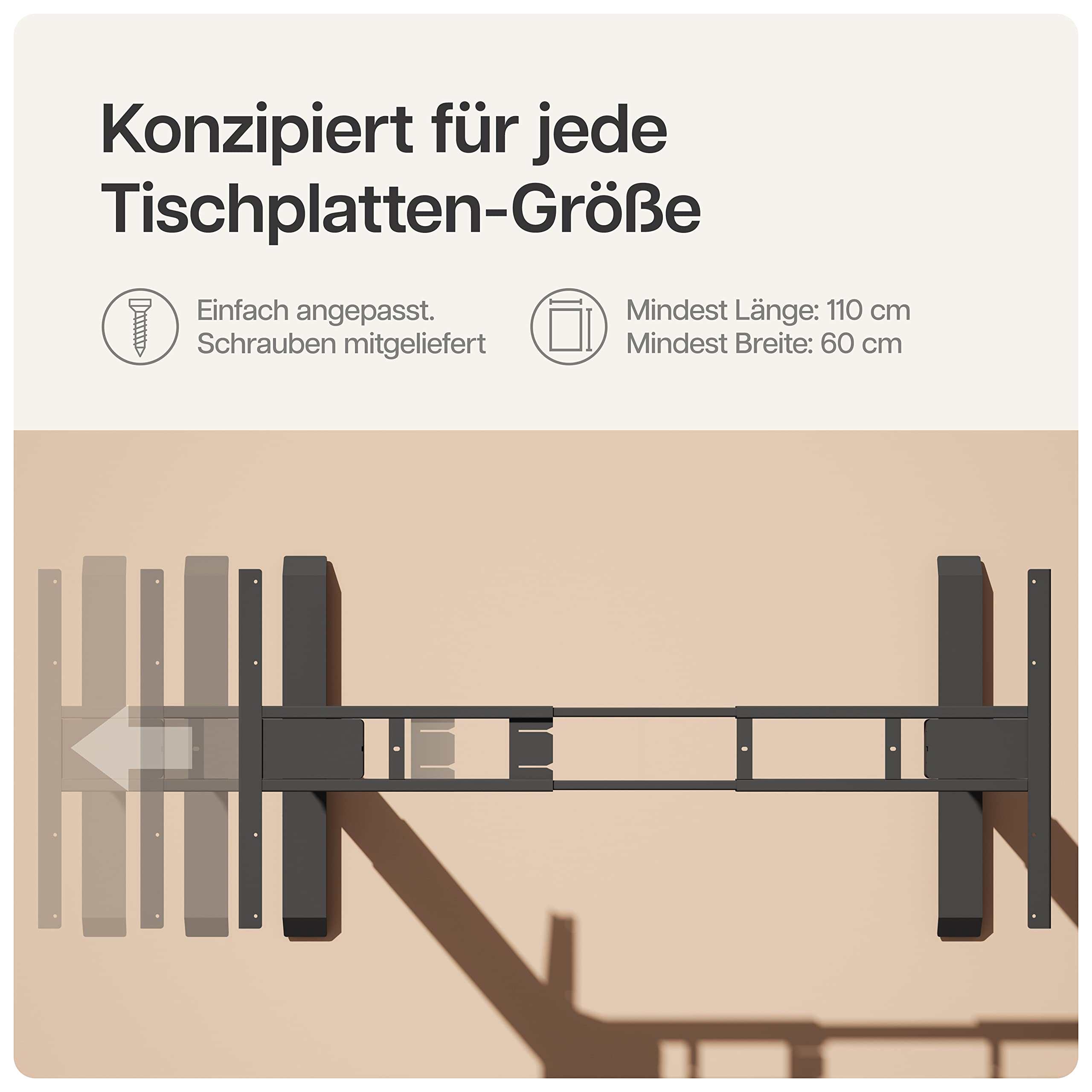Desktronic HomePro Höhenverstellbarer Schreibtisch Gestell - Schreibtisch Höhenverstellbar Elektrisch mit Flüsterleisem Dual-Motor & Touchscreen - Hohe Tragfähigkeit - Stehtisch