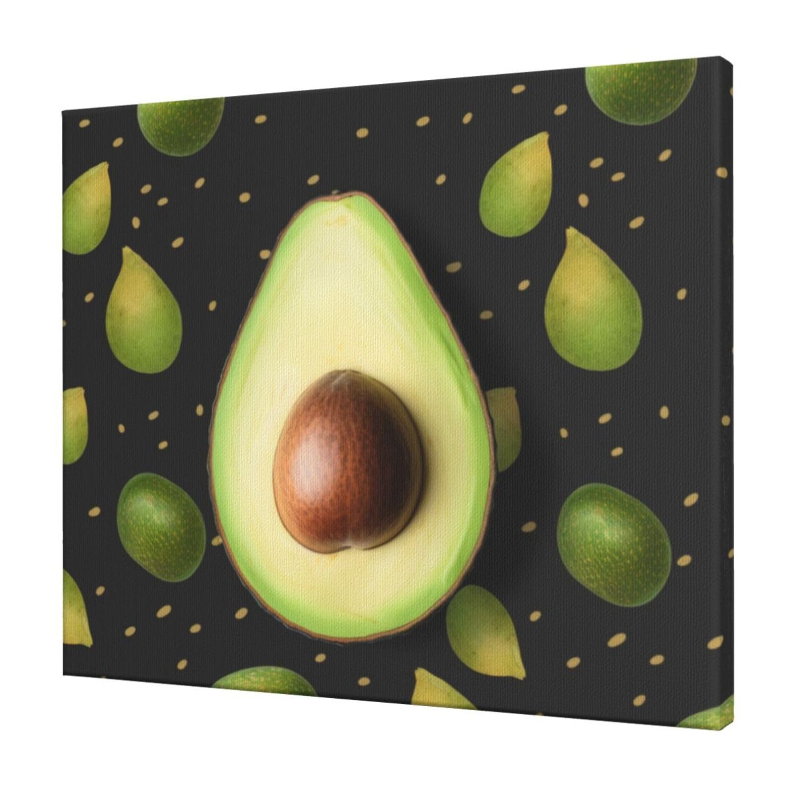 YKLJG Avocado Printed Wall Art Canvas Prints 60x50 CM Wooden Framed Picture Painting Artwork for Bedroom Kitchen Home Office Decor