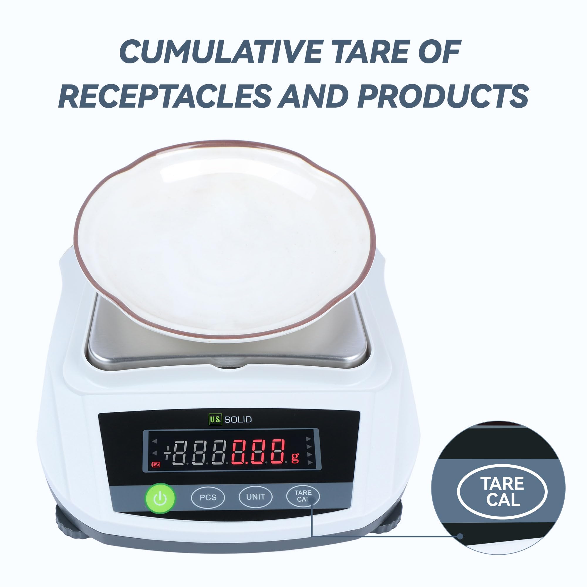 U.S. Solid Báscula digital para laboratorio, 2000 g x 0,01 g, báscula de análisis de precisión, para cocina, joyas, farmacia, pesaje - fuente de alimentación AC/DC