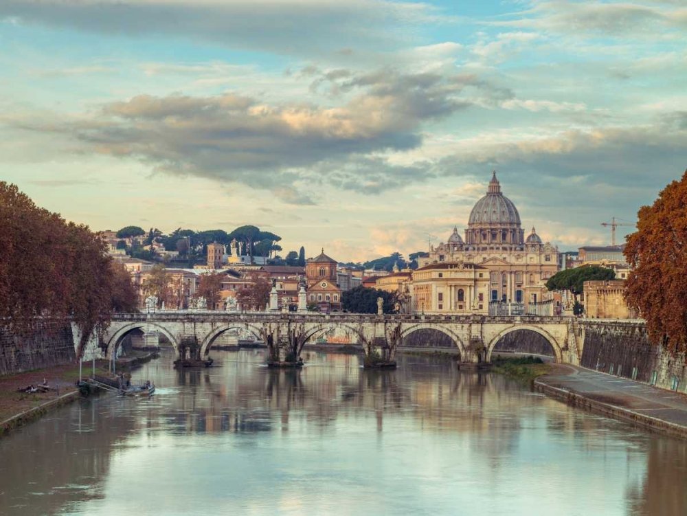 CANVAS-FRAMED-View-of-Basilica-di-San-Pietro-in-Vatican,-Rome,-Italy-European-wall-decore-framed-Horizontal-size_68_X_91cm