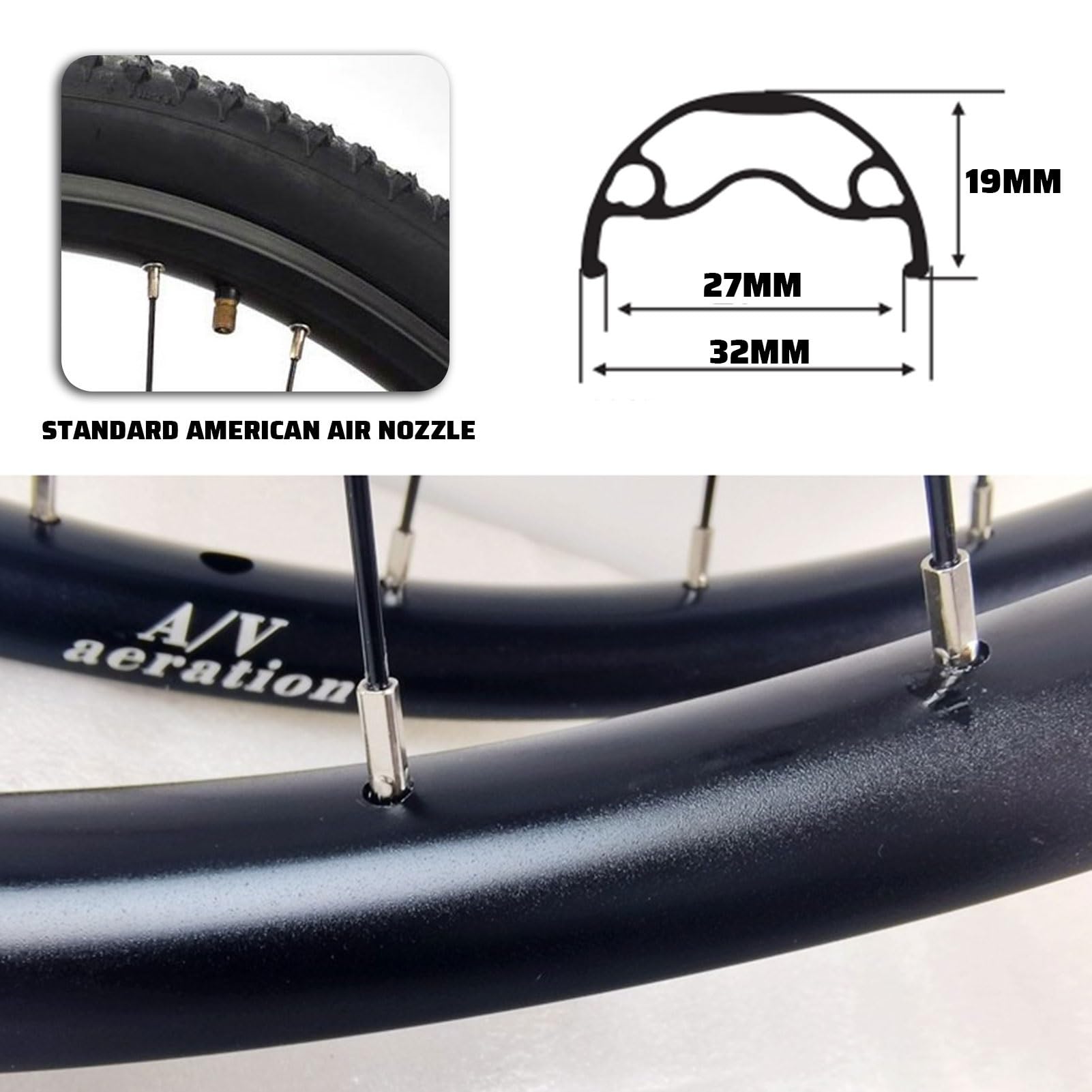 Set Ruote MTB 26" in Lega di Alluminio, 27,5/29 Pollici, 32 Fori Mozzo Anteriore 2 Posteriori 4 Cuscinetti Perno Passante/sgancio Rapido Adatto for Pneumatici 1,5-3,0 Pollici