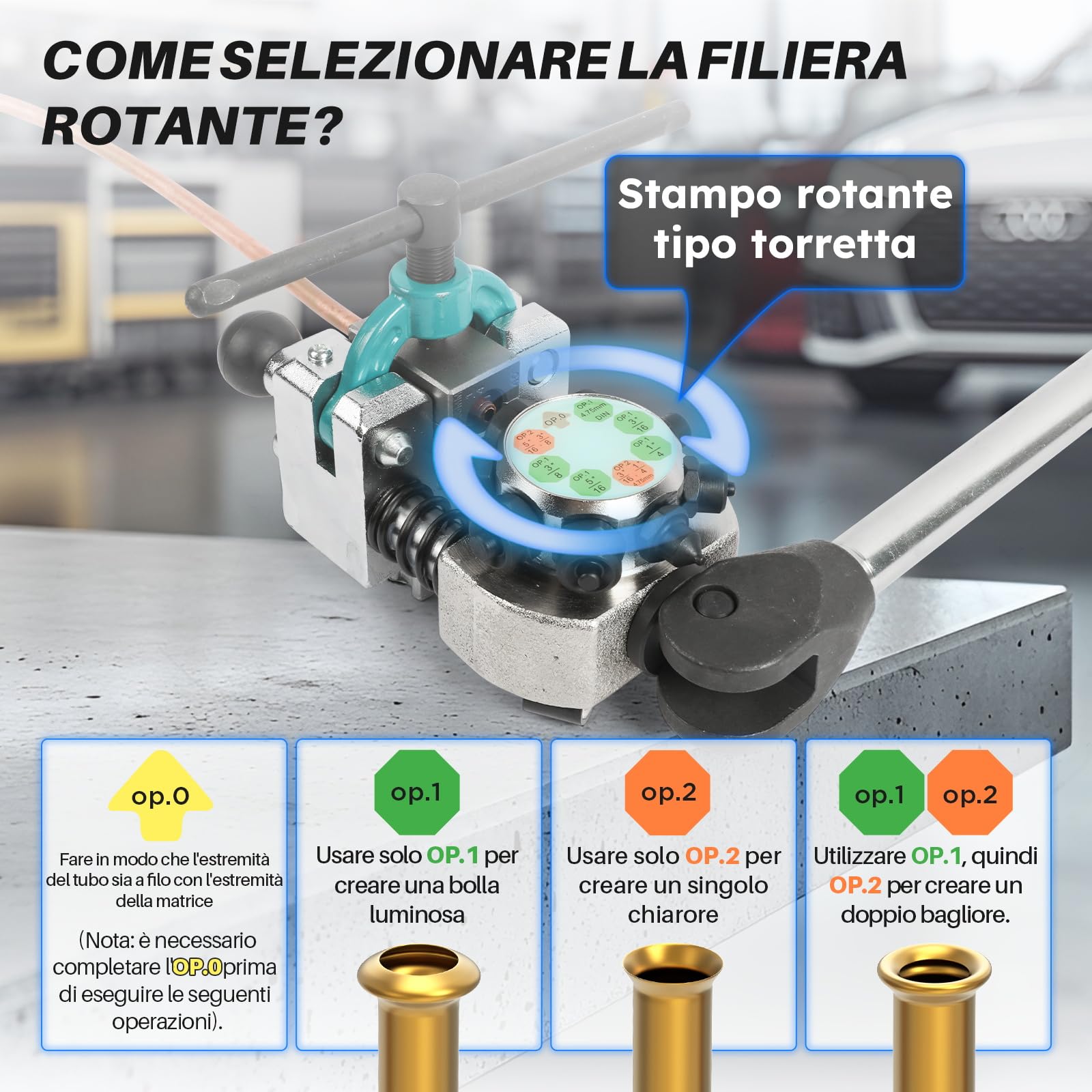 KAISAL Kit Svasatura Tubi Freno 45 Gradi Utensile Svasare Tubi Ø 4,75-9,5mm Semplice Bolla Doppia