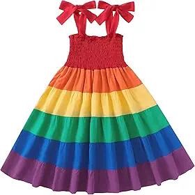 Vestido infantil infantil sem mangas com babados e alças de amarrar em camadas, vestido de praia para adolescentes, casual, evasê