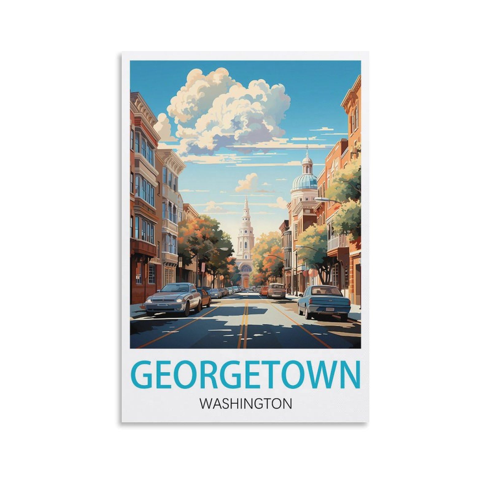 Vintage Metal Tin Sign Georgetown Washington Kitchen Bar Novelty Gift Metal Tin Wall Décor Sign 15x30cm