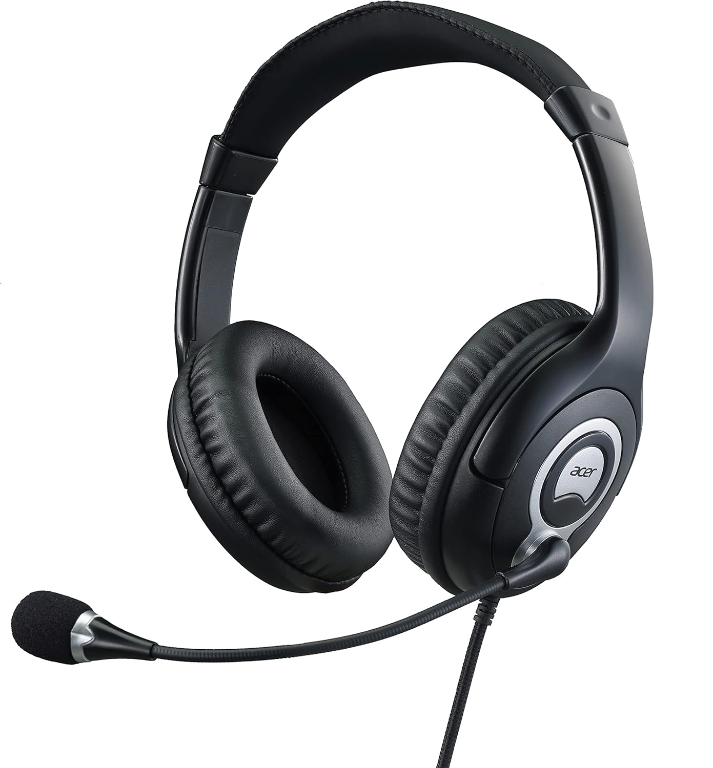 acer Over-Ear Headset (Omnidirectional Microphone, 94 db, 20 Hz - 20 kHz, 2.4 m Long Cable for Sufficient Flexibility, 3.5 mm Jack with Plug & Play) Silver, GPHDS1100T, Black, Unknown
