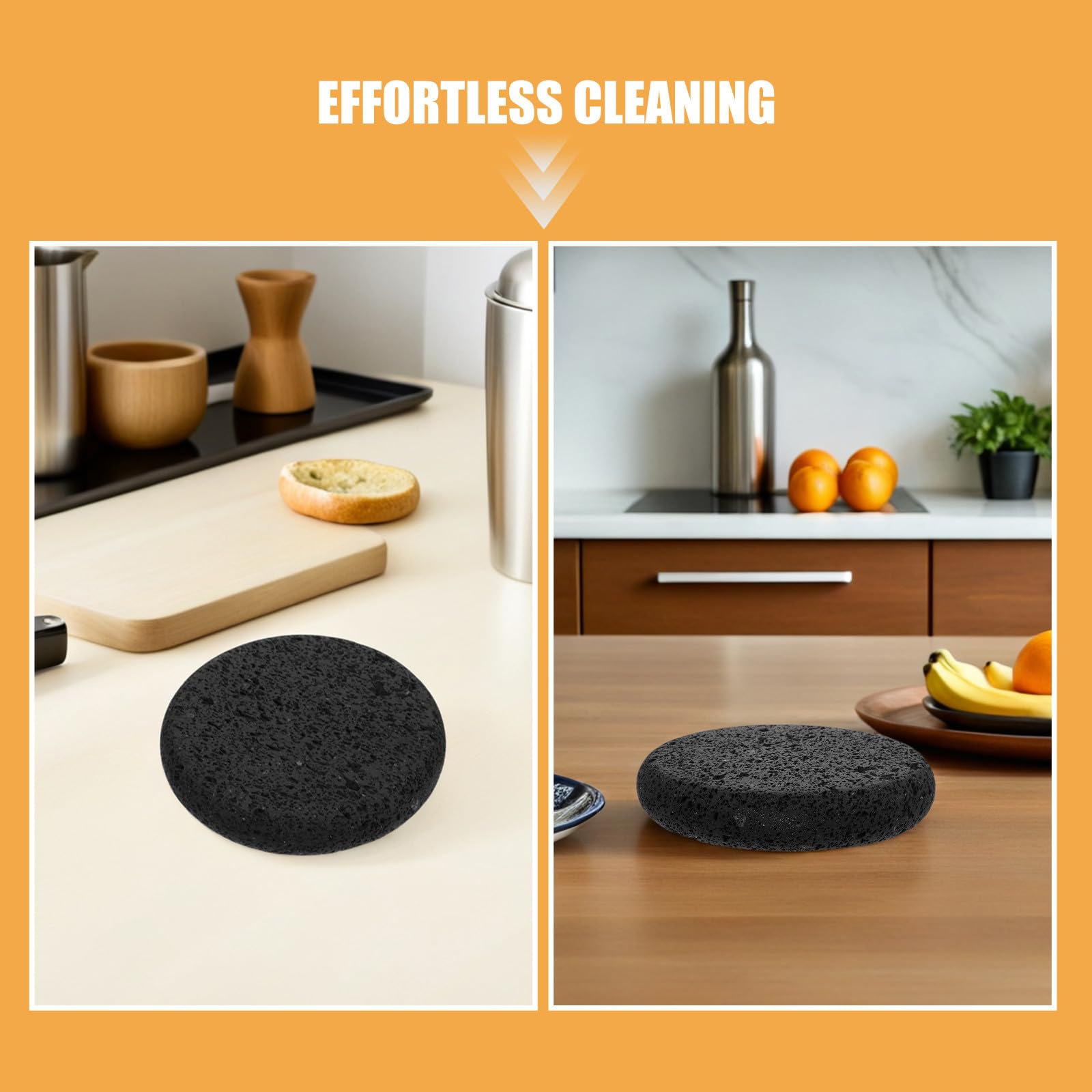 iplusmile Pietra da Cucina in Pietra Lavica Rotonda da 13 Cm | Teppanyaki e Griglia, per Verdure e Bistecca, Resistente al Calore, Superficie Antiaderente