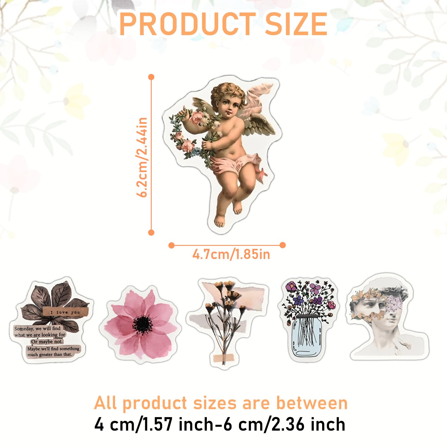 Pack of 120 Vintage Aesthetic Sticker Set, Vinyl Waterproof Stickers Scrapbook Supplies for Laptop Water Bottle, Diary - Image 2