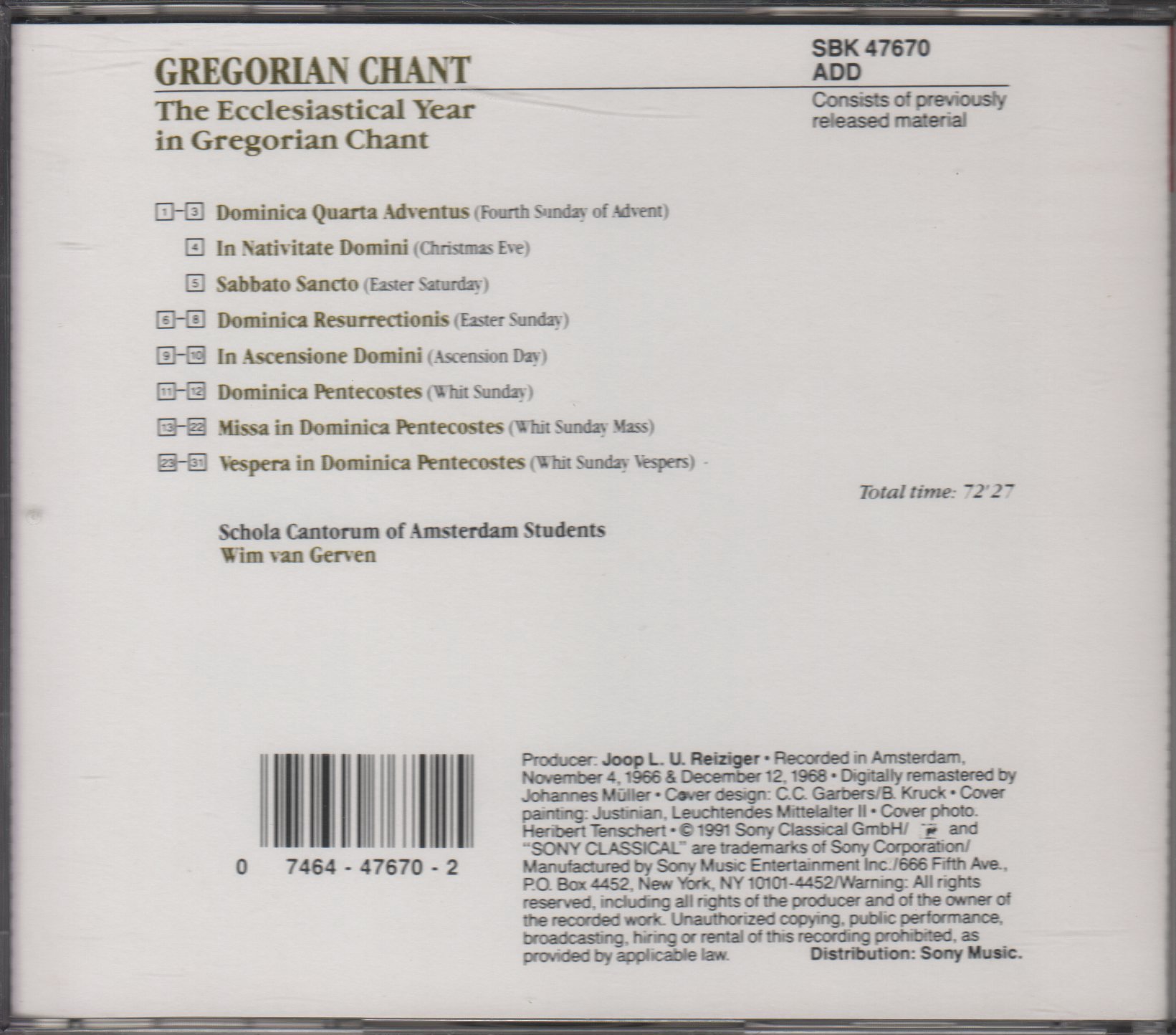 Gregorian Chants [Audio CD]