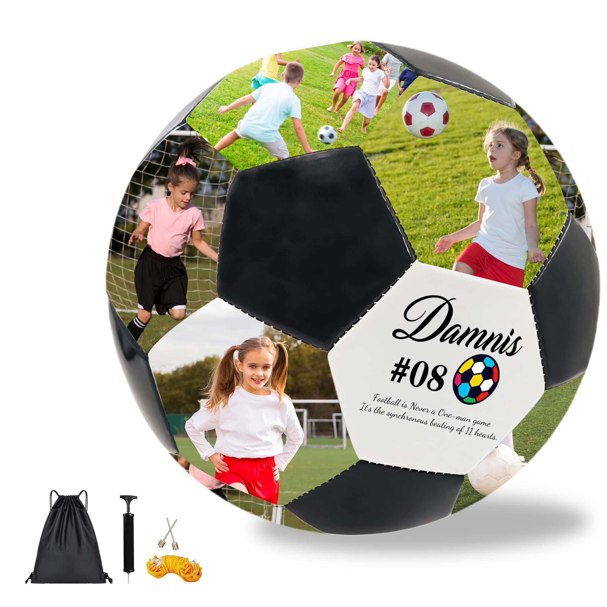 Ballon de Foot Personnalisé, Personnalisable avec Votre Photo, Nom ou Texte, Cadeau Anniversaire Homme & Femme, Cadeau pour Fan de Football, Papa, Remise des Diplômes