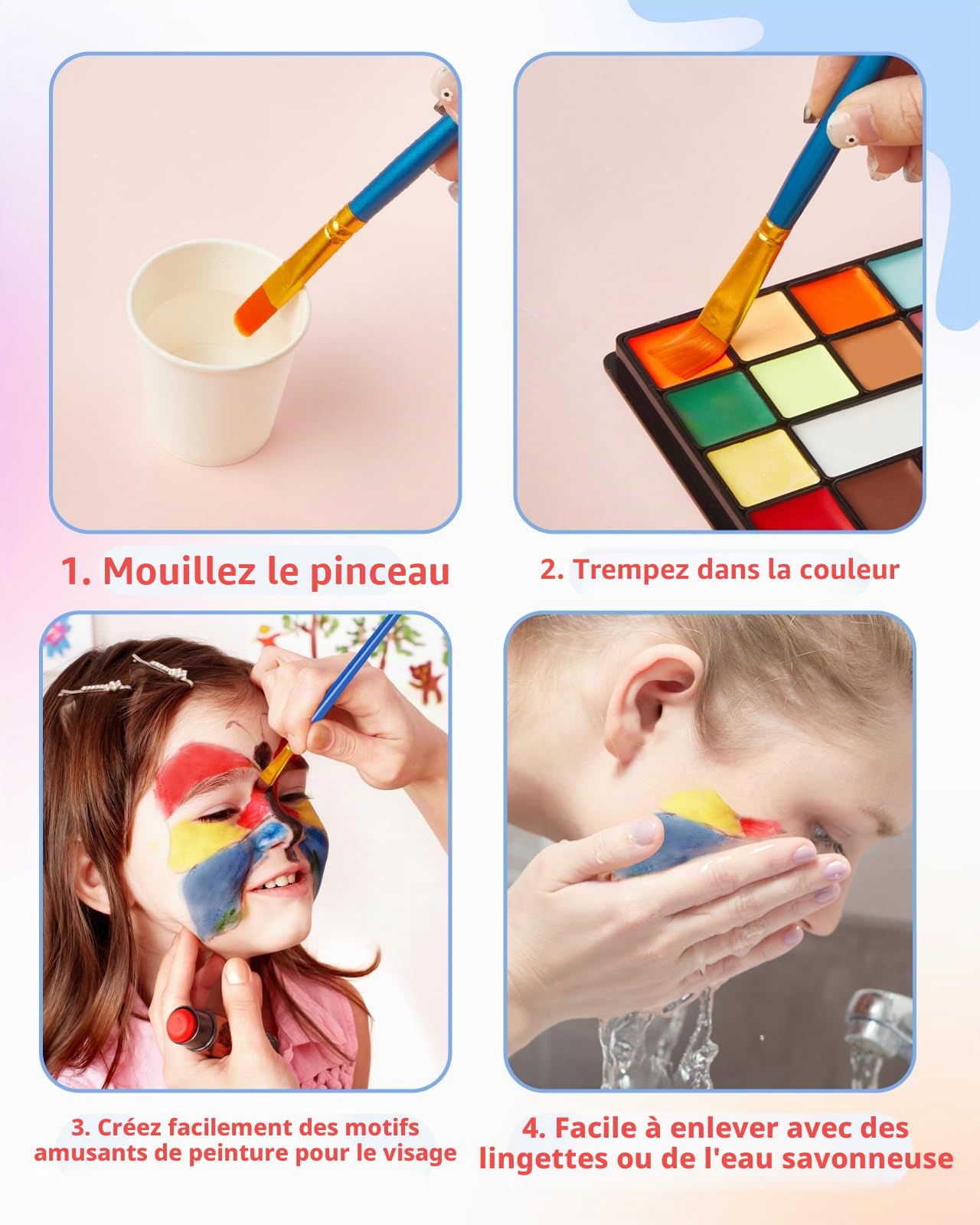 Lictin Peinture Visage 36 Couleurs - Kit de Professionnel Peinture Corporelle Pour la Visage Body Painting Dramatique Effets SpéCiaux Maquillage