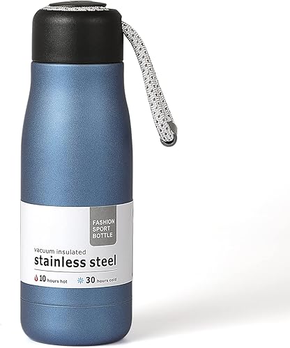 Botella de agua pequeña de 12 onzas botella de agua aislada Dusgut acero inoxidable tapa portátil de boca ancha azul Air Force