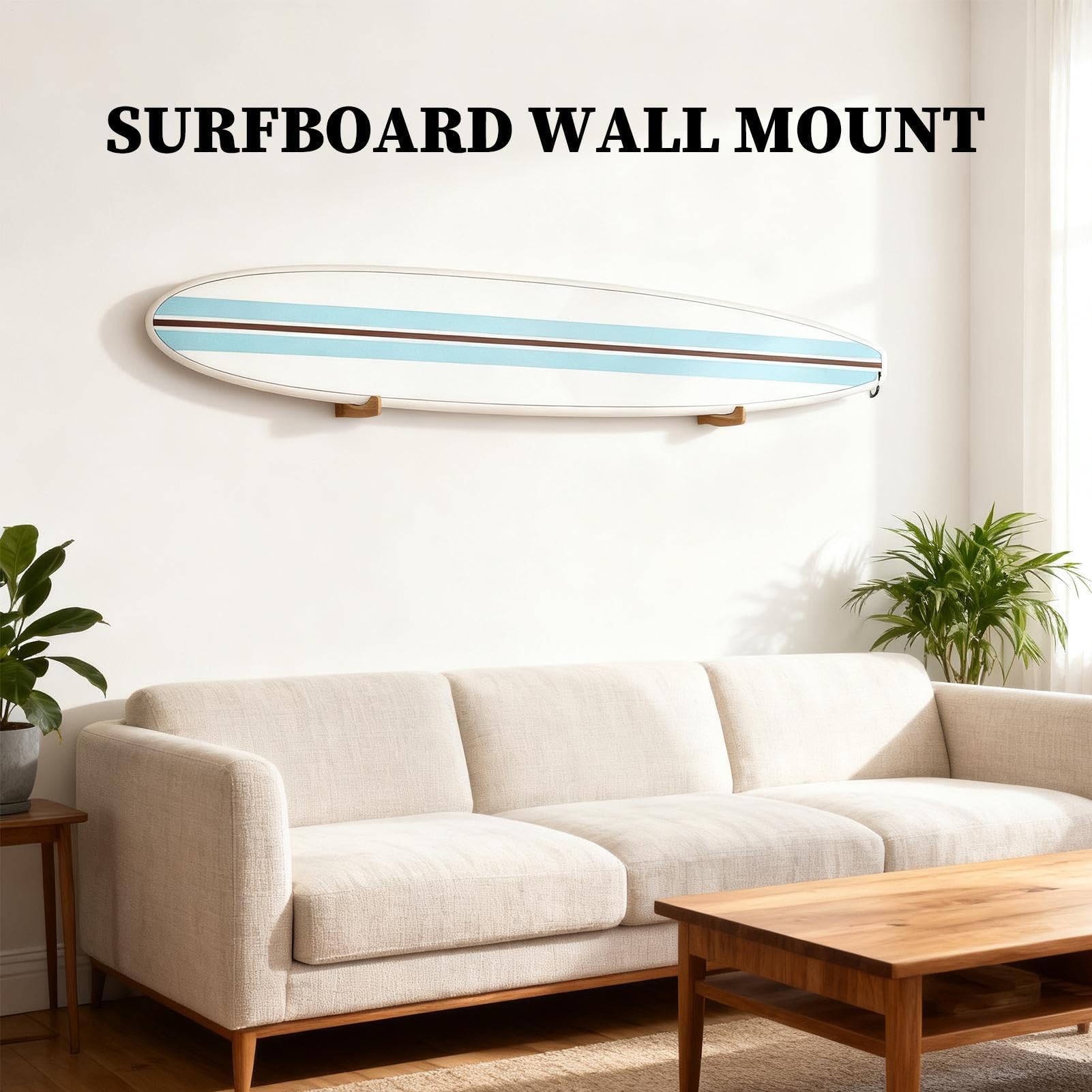 Surfbrett-Halterung aus Holz, Wandaufbewahrung, Aufhänger, Skiboard-Halter mit starkem Outdoor-Organizer für Boards, Surfbrett-Gestell mit kompaktem Design, Wassersport-Zubehör für Garten und Strand