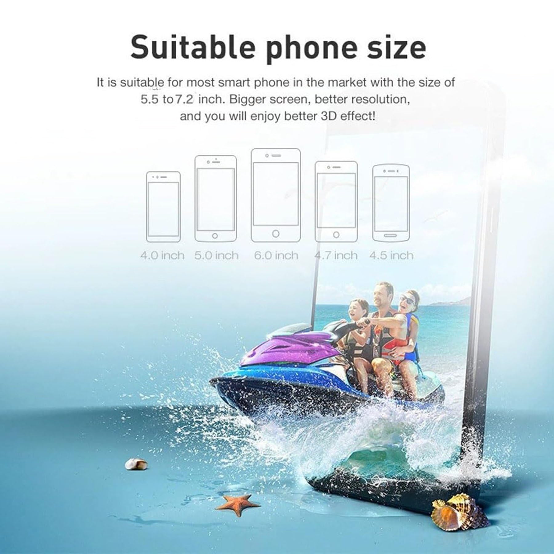 Auriculares de realidad virtual, auriculares VR con auriculares Bluetooth para iPhone 16, 15, 14, 13 Pro Max +, VR para Galaxy S24, S23, S22, ETC de 5 a 7.2 pulgadas, gafas de realidad virtual