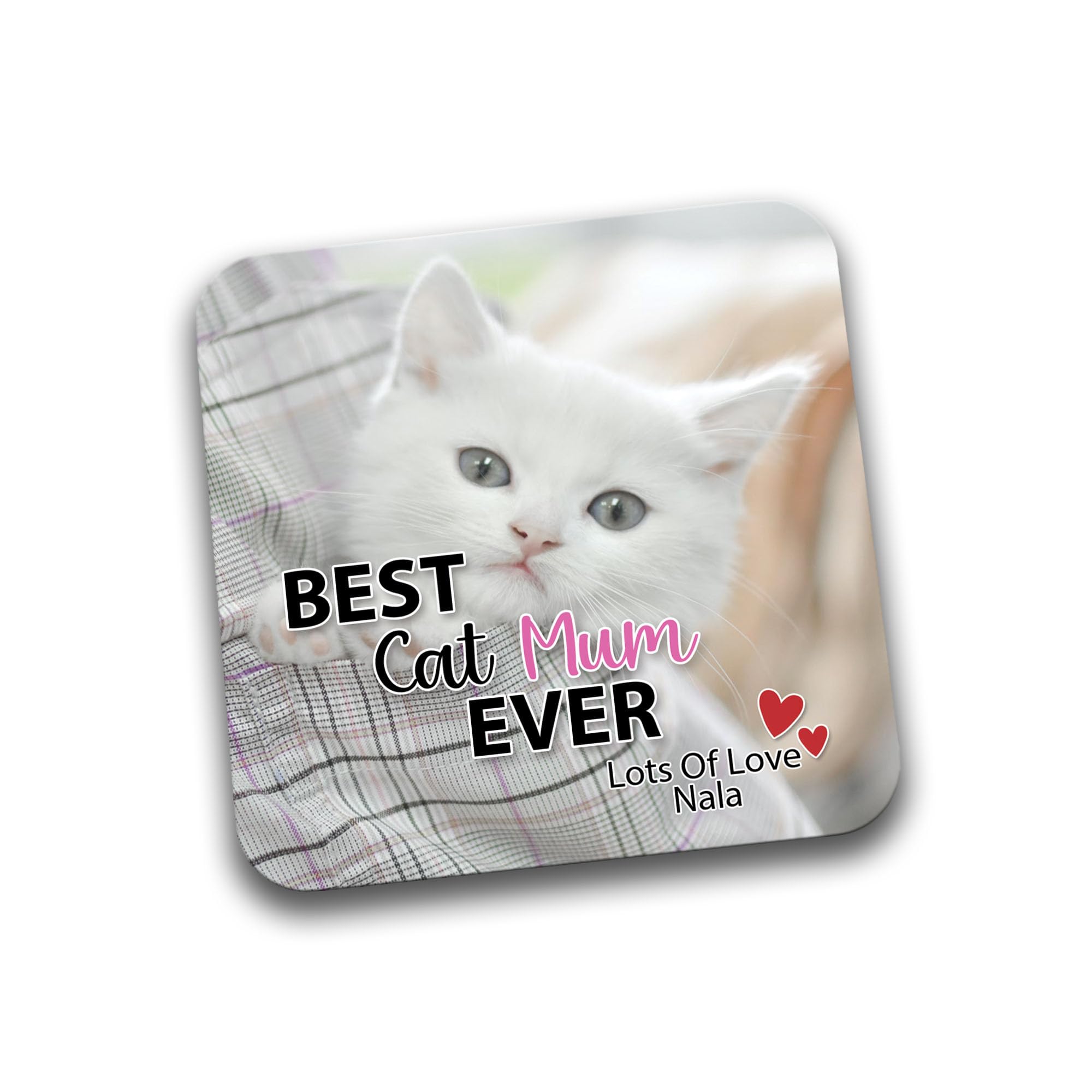 Rib Ticklerz - Personalised Photo Coaster From The Cat - Best Cat Mum Ever - Custom Gifts Cat Mum Present - Birthday - Christmas - DC82