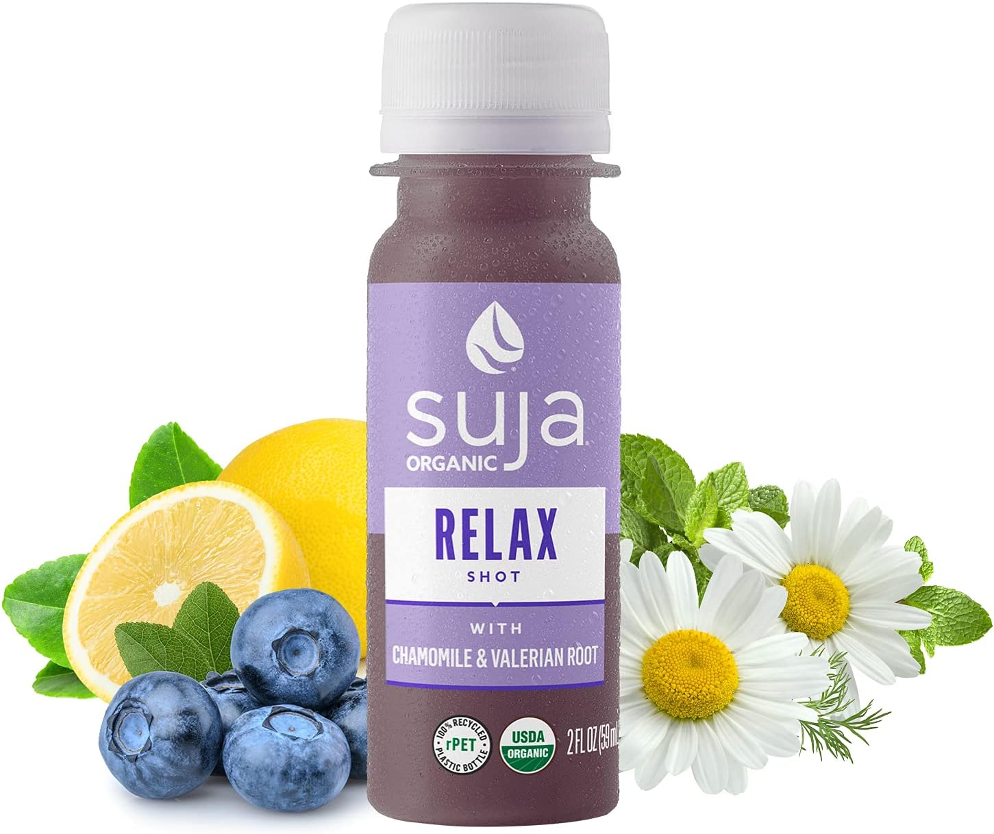Suja Organic Relaxation Shots (20 Pack) with Chamomile & L-Theanine | Relaxation-Promoting Ingredients | Functional Shots | Cold-Pressed Juice with Live Probiotics | Plant-Based & Gluten-Free