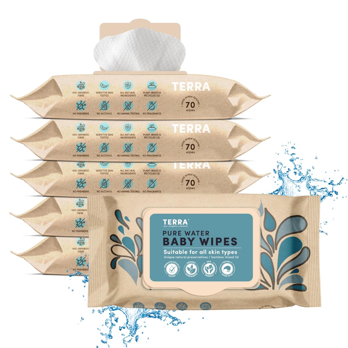 100% Biodegradable Bamboo Baby Wipes - 420 Count (Pack of 6) | Unscented, Water-Based, Plastic & Alcohol-Free Baby Wet wipes| Gentle on Sensitive Skin, Dermatologist-Tested Natural Baby Wipes