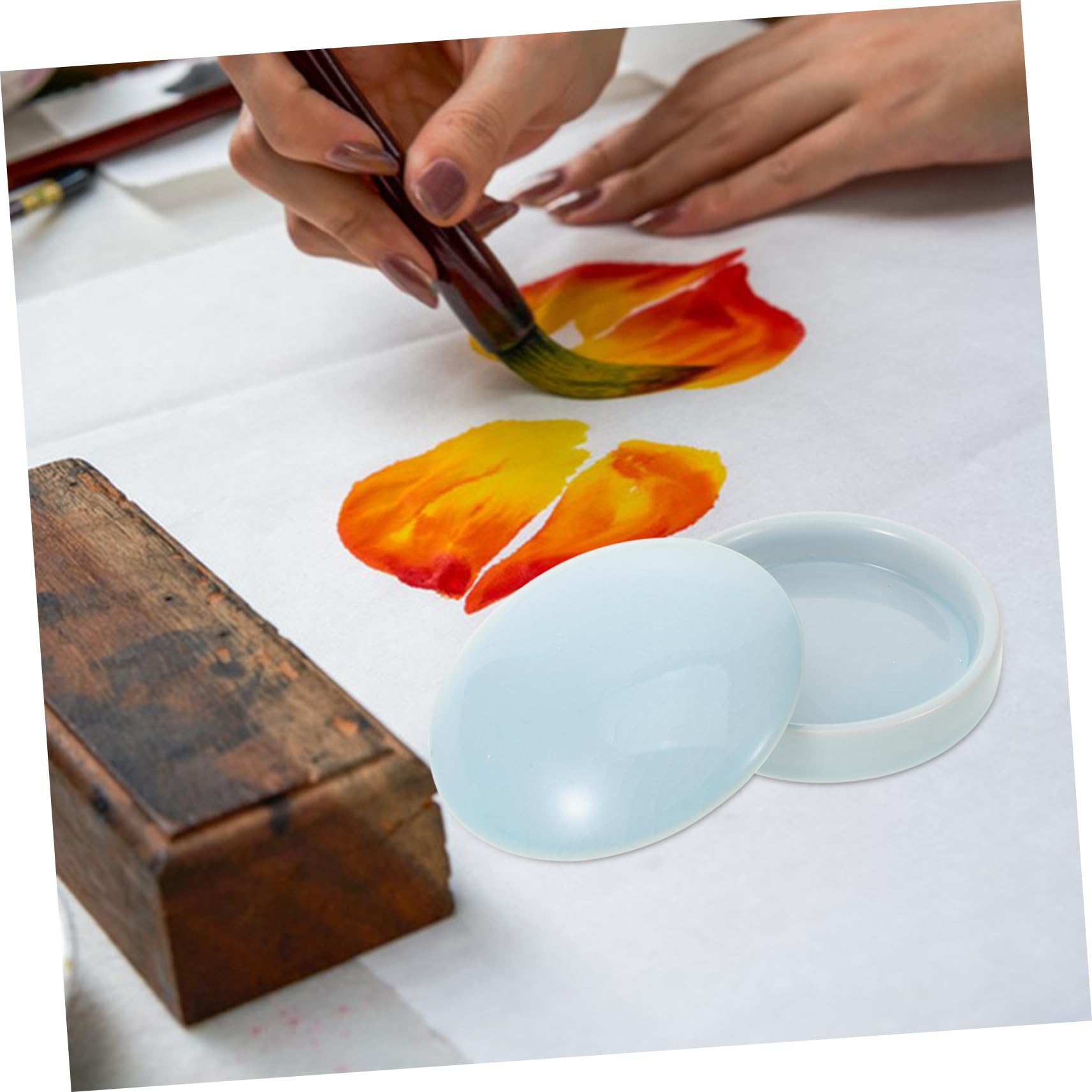 OSALADI Stackable 5-Layer Chinese Traditional Watercolor Palette Ceramic Paint Trays for Artists