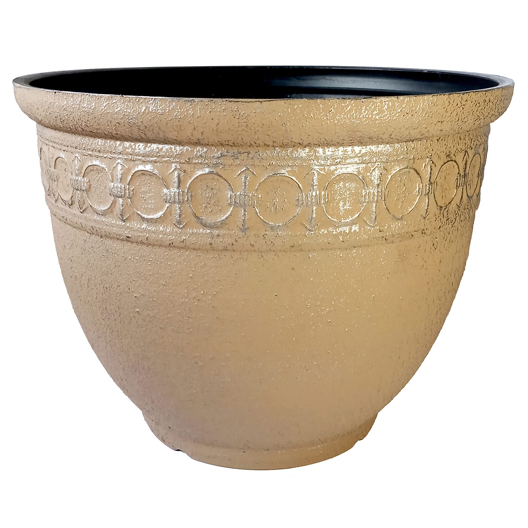 Elixir Gardens | Rustic Stone Effect Pots | Heavy Duty Plastic | Various Styles Available | Outdoor & Garden Flower Planter | Fradley Antique Gold x 6
