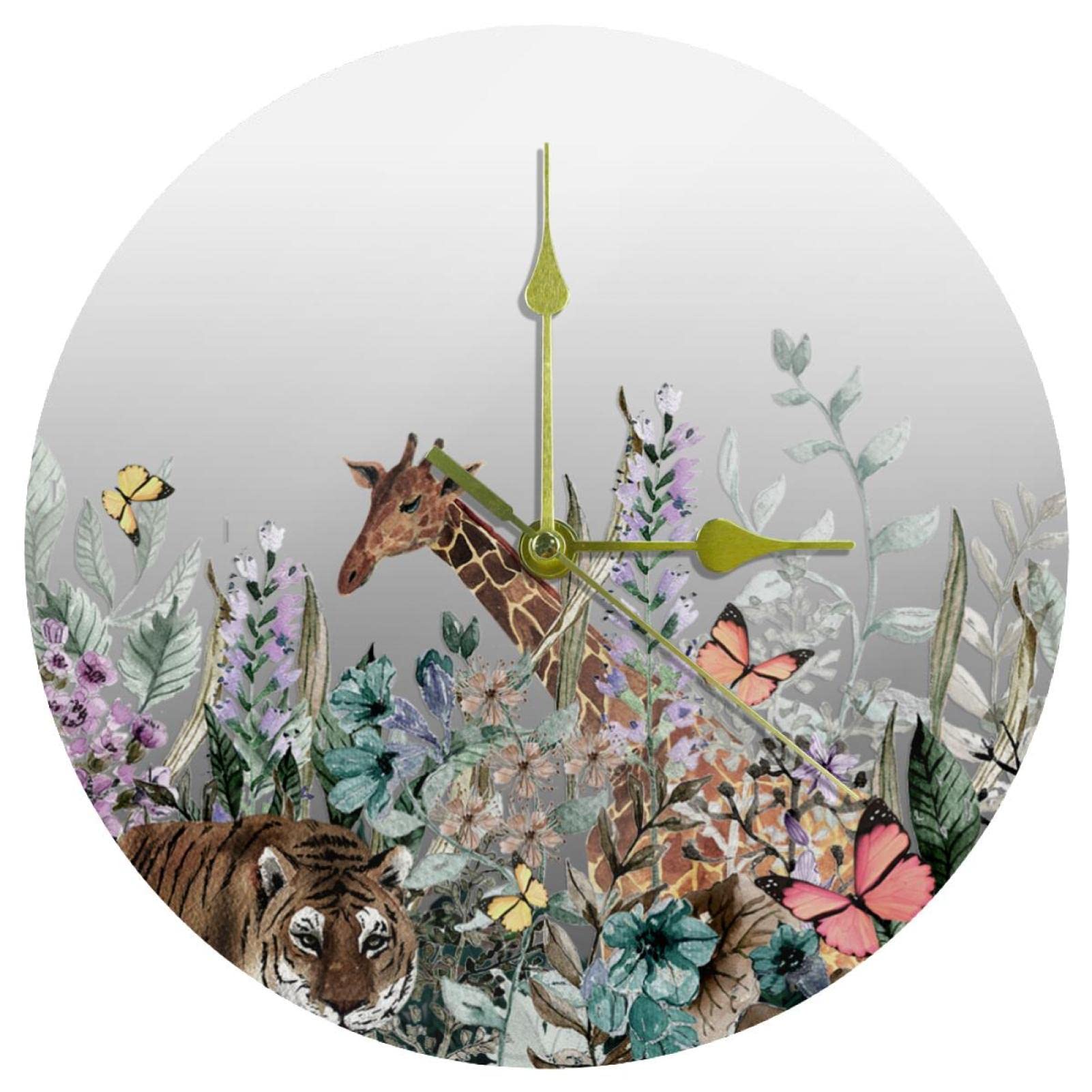 Horloge murale silencieuse jungle acrylique pour éviter le bruit dans l'école