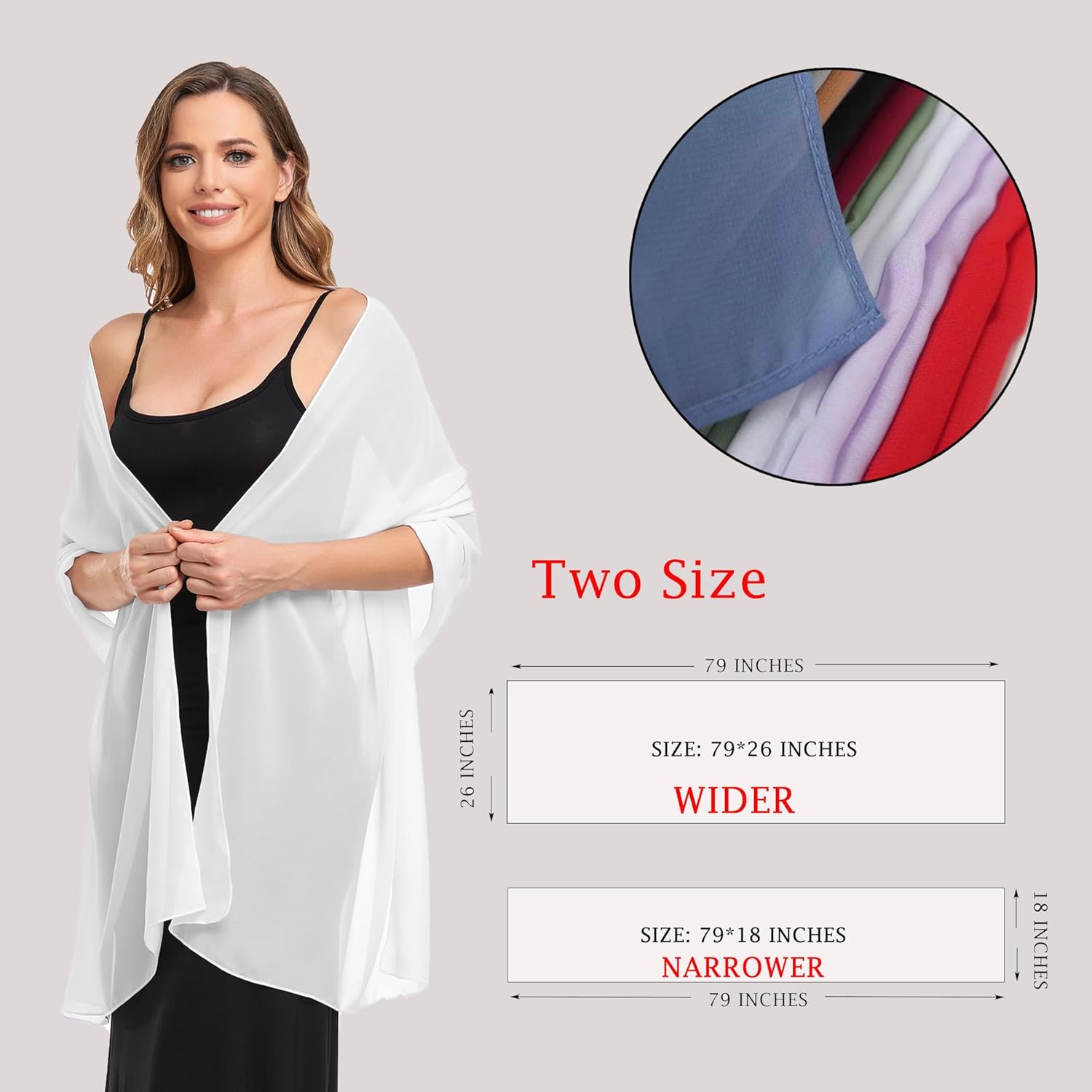 Shawls and Wraps for Evening Dresses Sheer Chiffon Women Elegant Soft Silky Wraps Wedding Bridal Scarf - Image 3