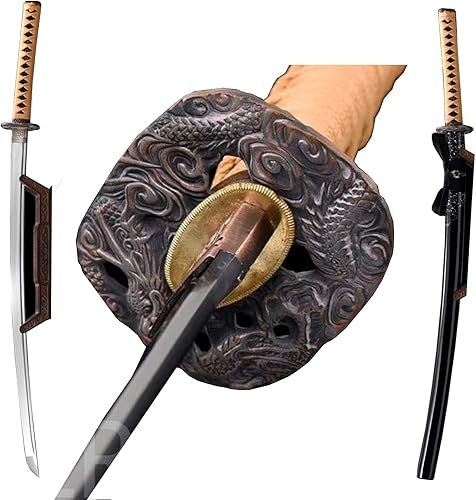 HERO SWORD Espada Katana de combate real hecha a mano, espada samurái afilada de espiga completa, acero de Damasco, acero 1095, cuchillos de acero