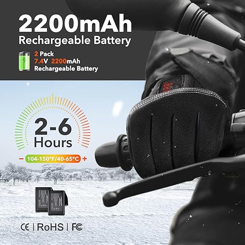 Miniatura 3 de Guantes térmicos para mujeres y hombres, guantes de invierno recargables de 7.4 V 2200 mAh, guantes de trabajo finos con calefacción para esquí,