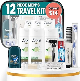 Trektote Travel Toiletry Kit For Men – 12 Piece Set Of Travel Size Toiletries, TSA Compliant, Travel Essentials, Includes Shampoo And Conditioner, Body Wash, Toiletry Bag & More