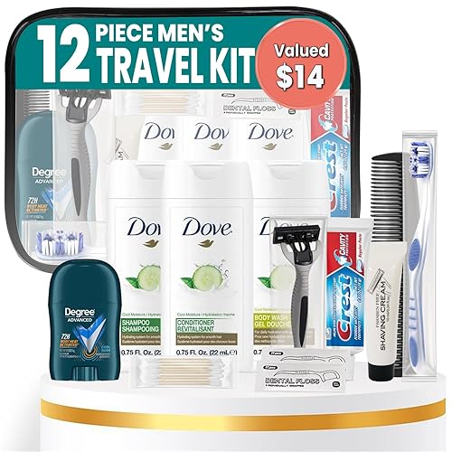 Trektote 12 Piece Men’s Travel Hygiene Kit with Toiletries &