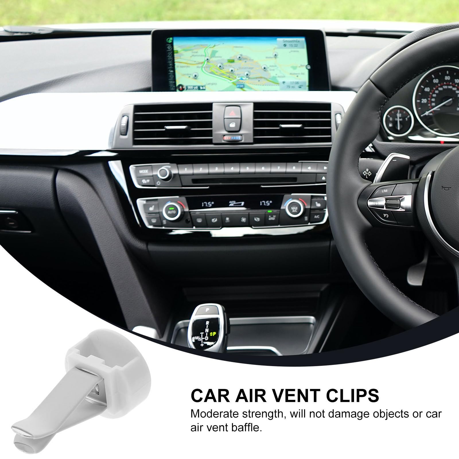 Clip per Bocchetta di Aerazione Auto 100 Pezzi Metallo | Bianco, Inserti Plastica, per DIY e Decorazione Abitacolo, Kit per Bocchette di Ventilazione