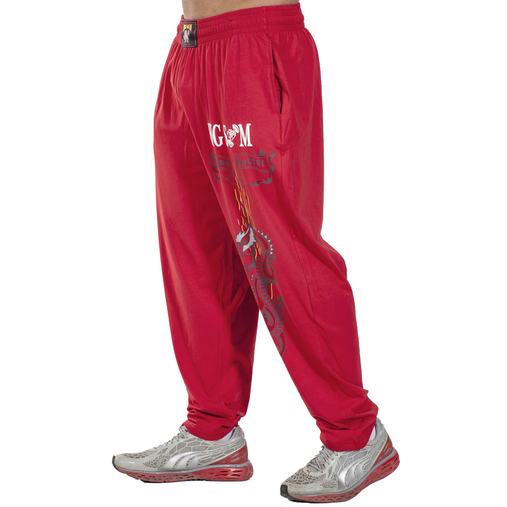 BIG SM SPORTSWEAR MUSCLEWEAR1056 Men's Jogging Bottoms, Training Trousers, Bodybuilding Trousers, Red