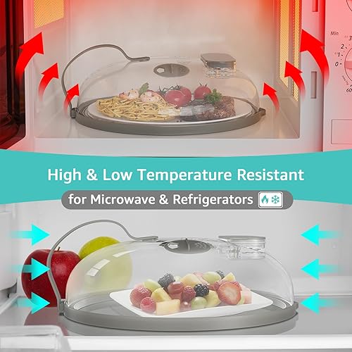 Miniatura 6 de Cubierta contra salpicaduras de microondas con vaporizador de agua para alimentos, protector de salpicaduras de microondas de vapor de 10 pulgadas