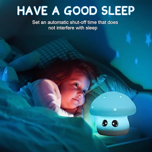 Miniatura 2 de Oeedsns Luz nocturna para niños, hongo, 7 colores, regulable, lámpara de hongo, recargable, bonita, lámpara de silicona blanda táctil, luz nocturna,