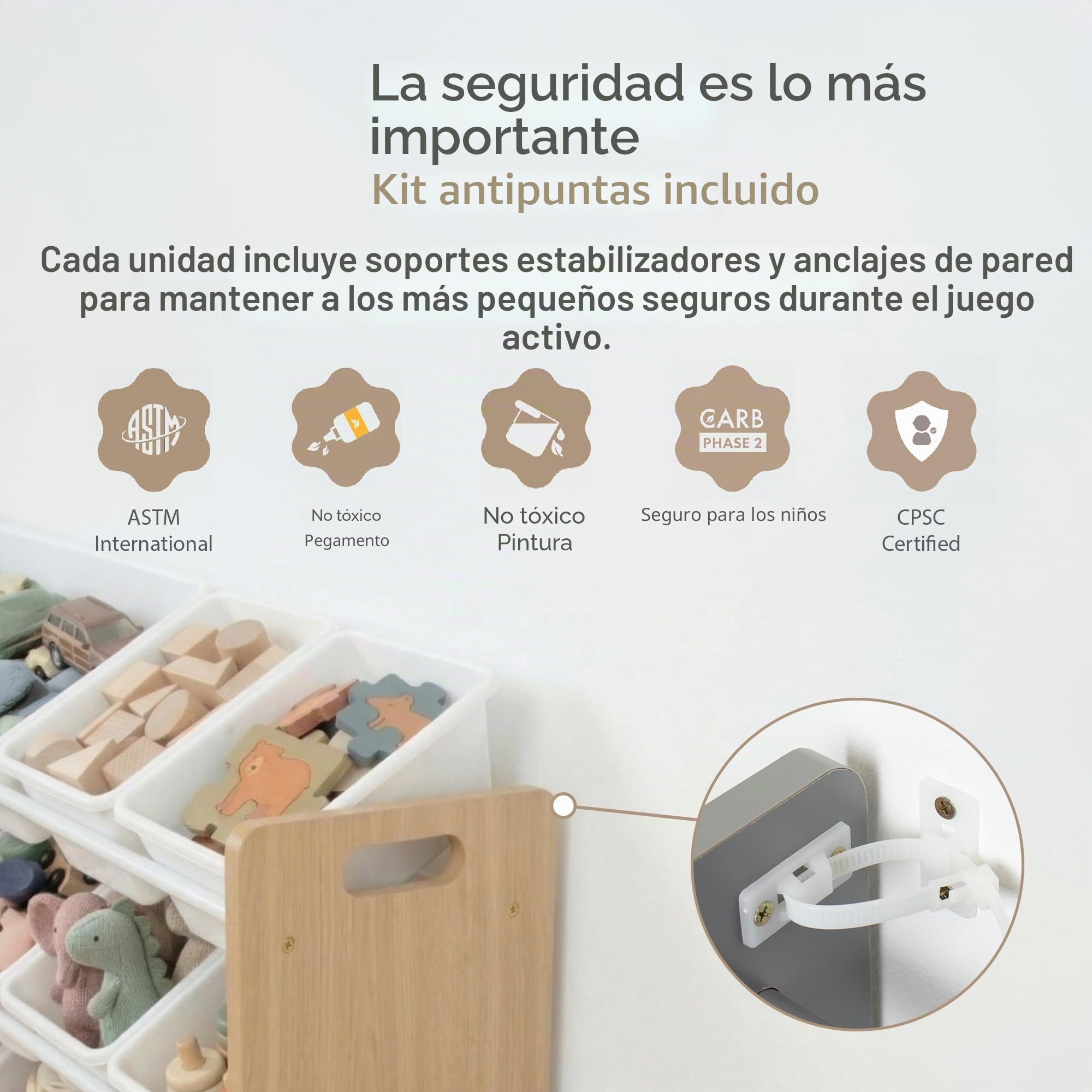 Humble Crew WO70526 Estantería para Niños - Estantería Organizadora para Juguetes con 12 Cajas de Almacenamiento, Natural/Blanco