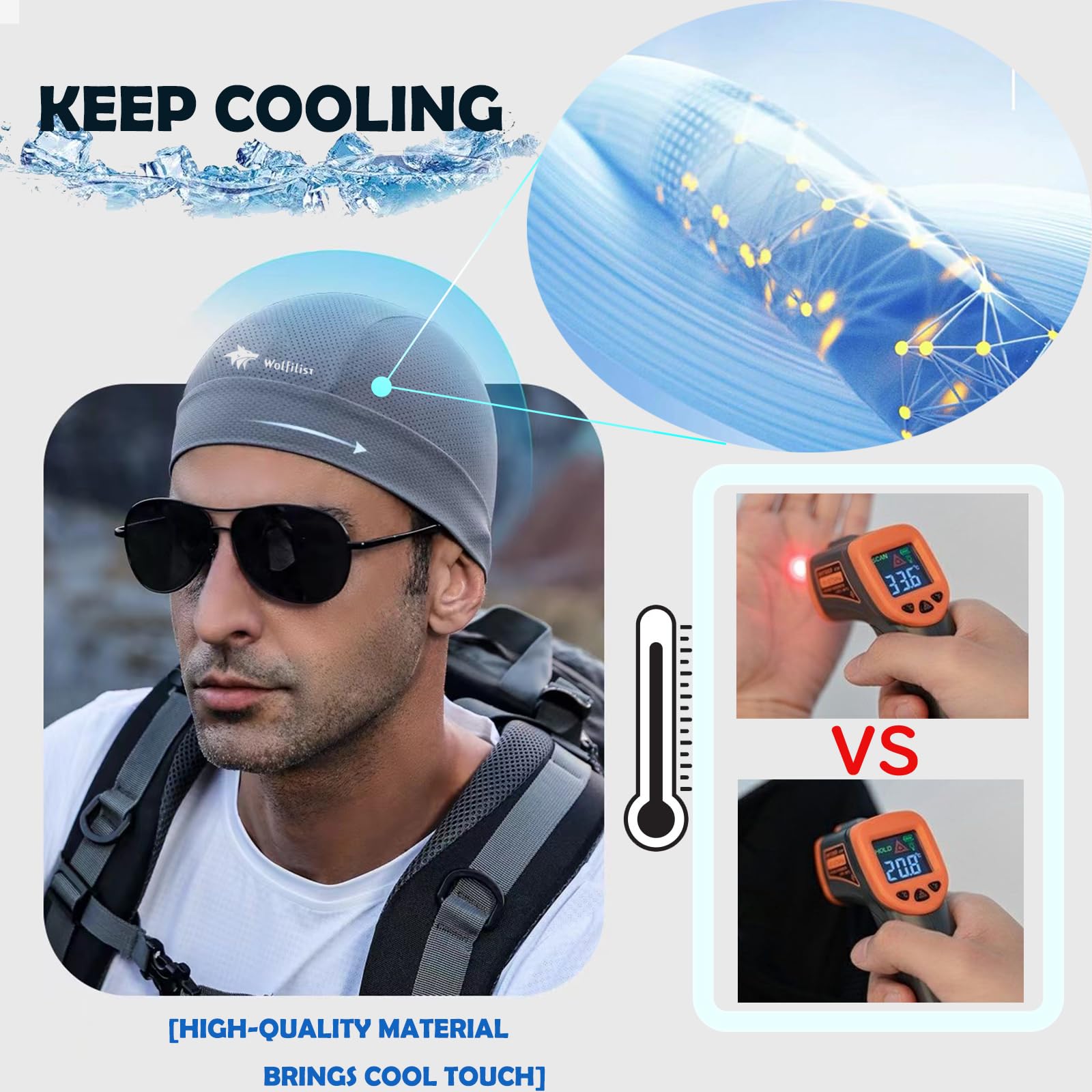 Forro de casco de calavera refrescante, sombrero de malla ligera para correr, se adapta debajo del casco, ciclismo, motocicleta, forro de sudor para hombres y mujeres