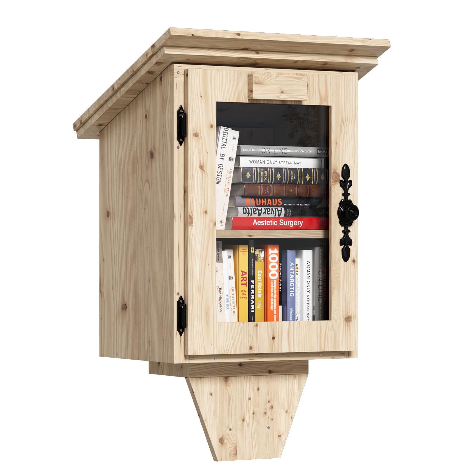 MSFE Bibliothèque Rangement Bois, Little Free Étagère à Livres en Forme de Maison, Double Petite Boîte à Bibliothèque étanche d'extérieur avec étagère, Kit de Bricolage pour Partager des Livres