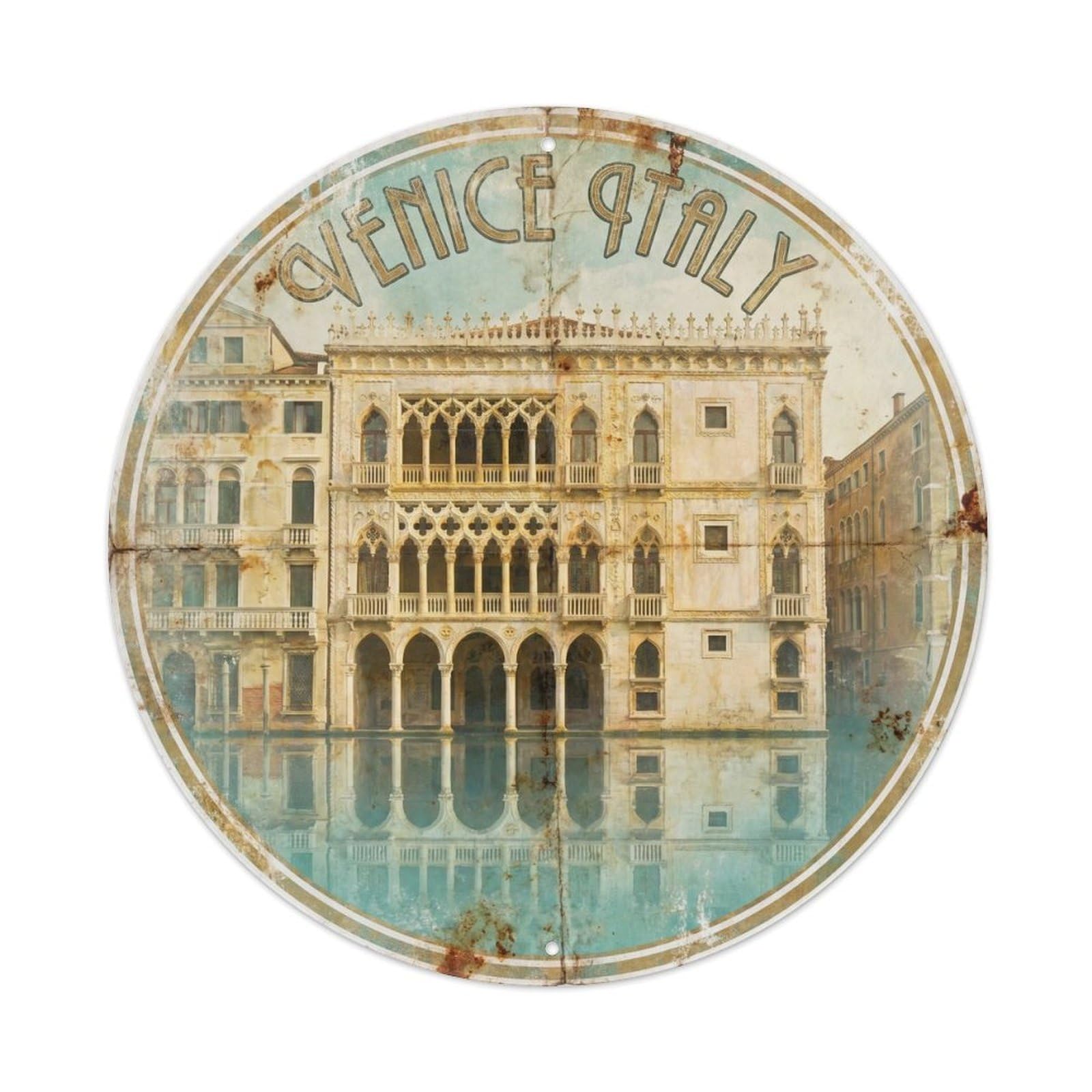 Vintage Travel Italian Palace Wanderlust Metal Tin Sign Plaque