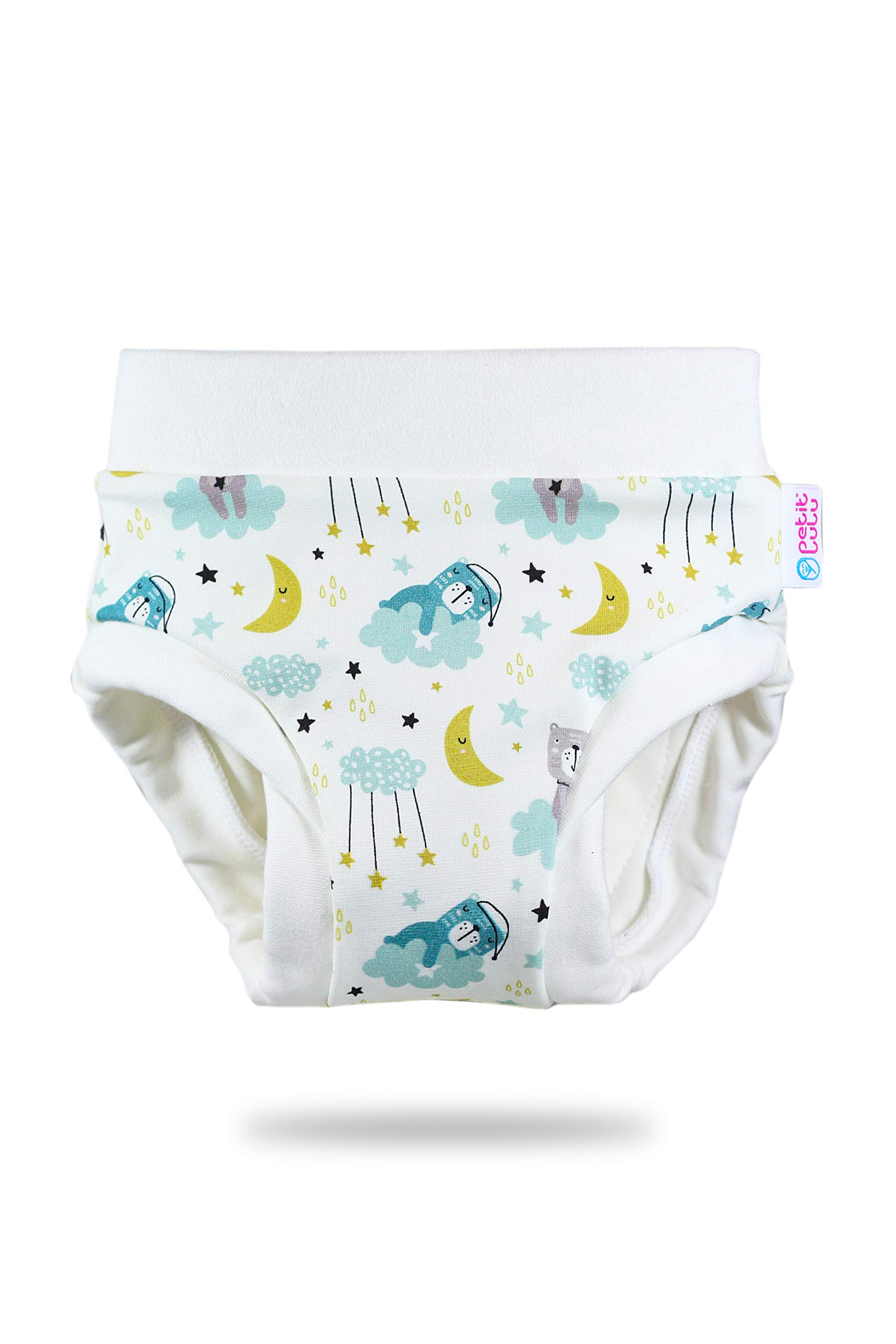 Petit Lulu Training Überhose Größe S (10-12,5 kg) Fluffy Organic Baby Trainerhöschen Waschbar & Wiederverwendbar Trainer Stoffwindeln Hergestellt in EU (Gute Nacht)