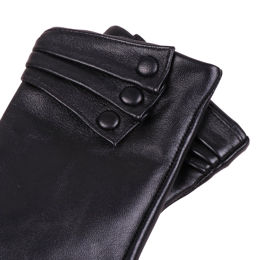 des gants en cuir d'agneau italien hiver chaud simple garniture de longue toison gants (Tactile&Non-tactile)