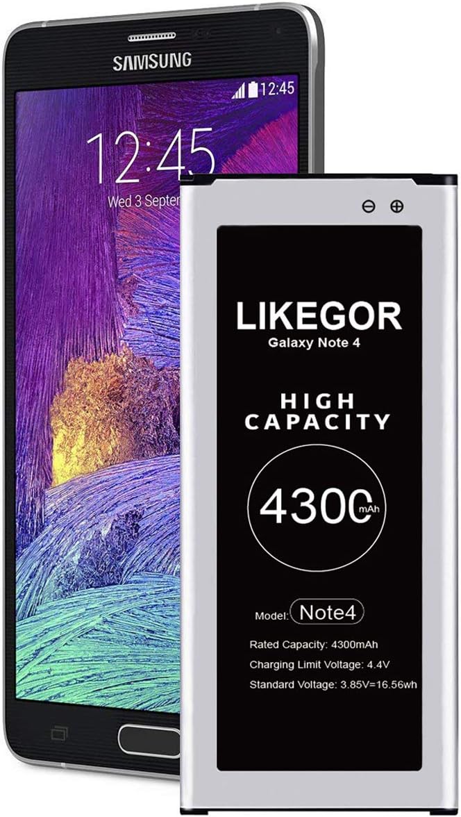 LIKEGOR Galaxy Note 4 Battery, 4300mAh High Capacity Battery Replacement for Samsung Note4 N910, N910U, 4G LTE, N910V(Verizon), N910T(T-Mobile), N910A(AT&T), N910P(Sprint)