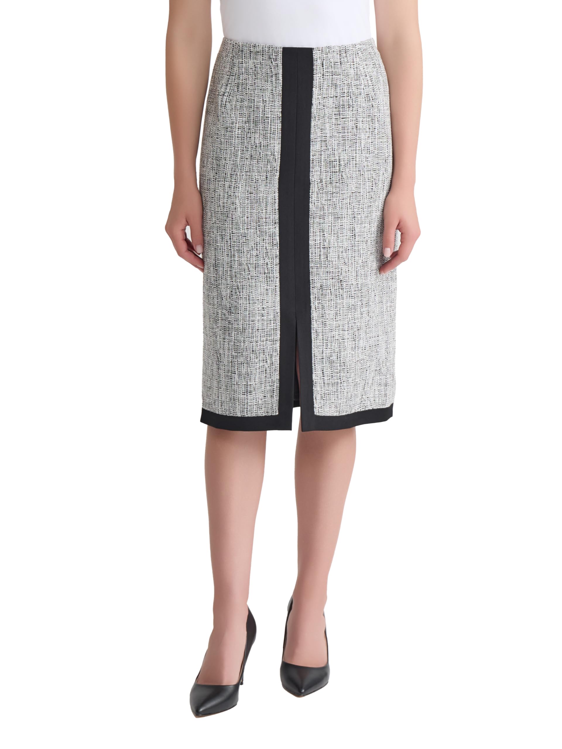 Kasper Womens Tweed Framed Below The Knee Skirt
