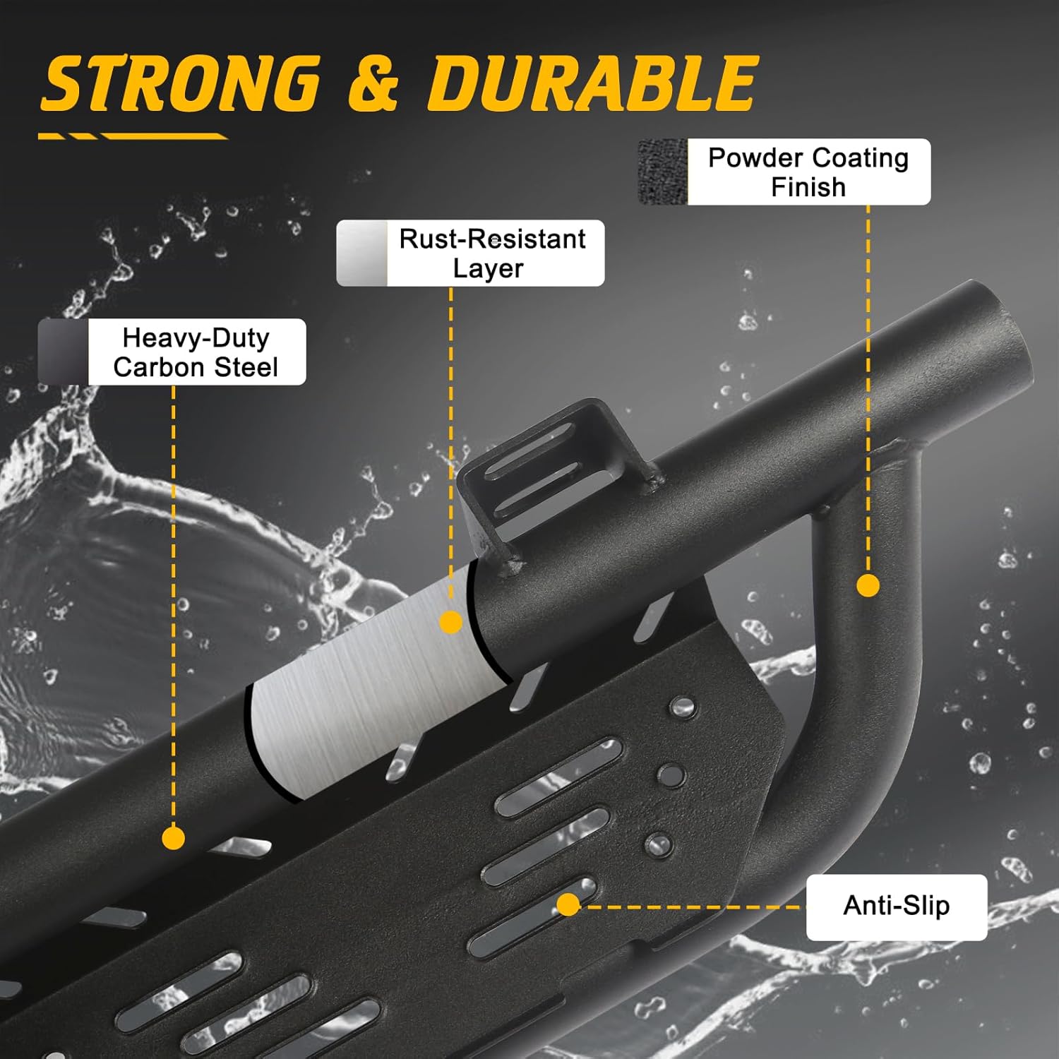 Running Boards Compatible with Jeep Wrangler JL 2018-2025,Two Stair Design Side Steps Fits for Jeep Wrangler JL 4 Doors,Heavy Duty Side Bars Rock Sliders,Anti-Slip Step Bars