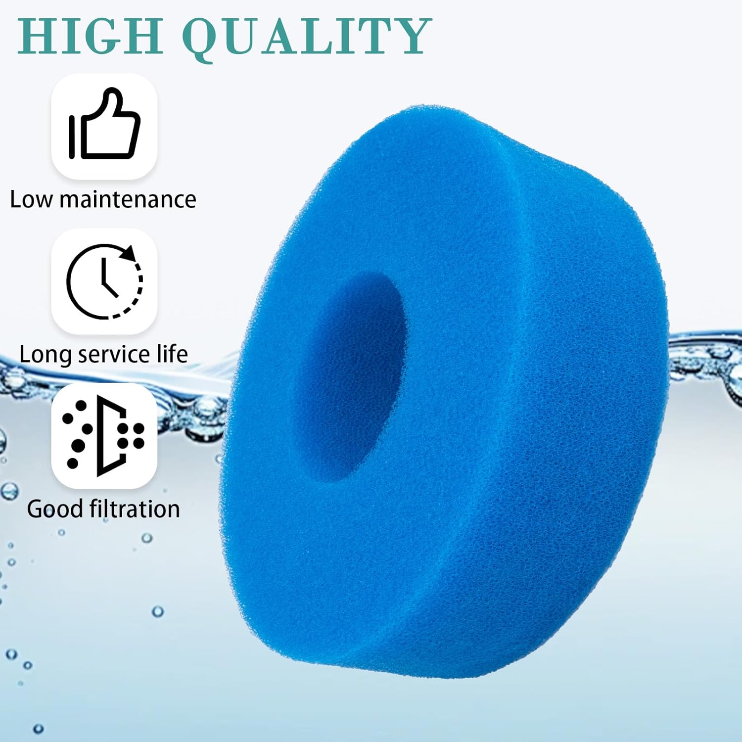 4-Pack Foam Sponge Filter Media, Compatible with Laguna Pressure-Flo 1400 gal. (5000 L) and 2000 gal. (6000 L) UVC Filters, Replacement for Part PT1736 PT1503