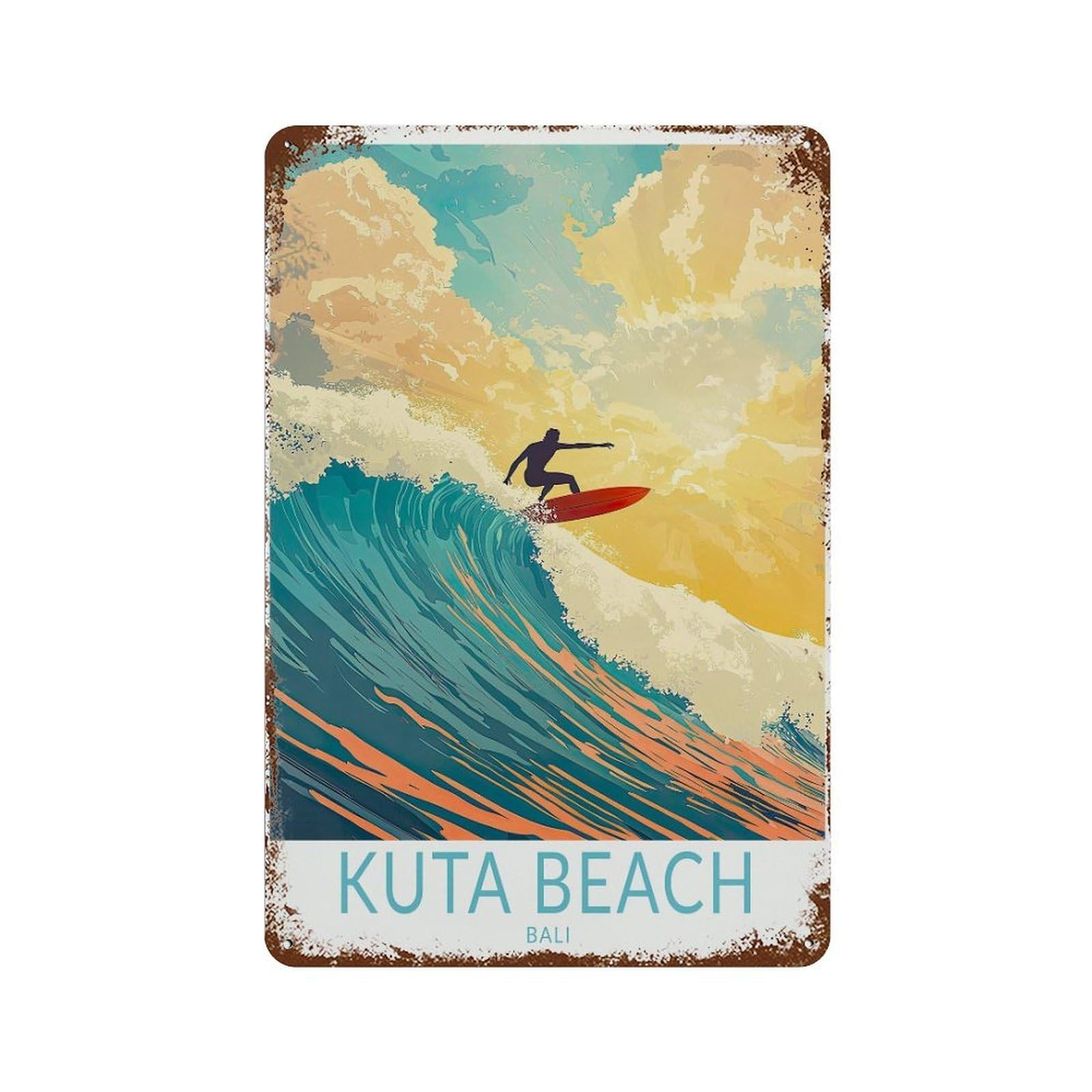 xiaoxiaoshen Kuta Beach Travel Bali City Surf Personalised Gifts, Birthday Presen (2) Wall Decor Art Metal Tin Poster Modern Home Decor Art Home Bar Shop Decorations Vintage Sign 30x20cm