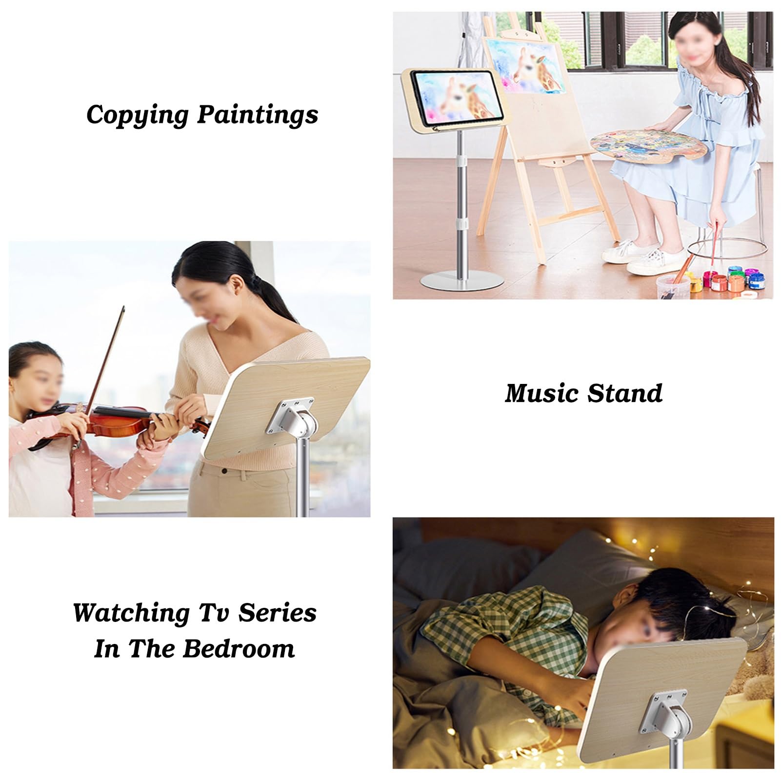 Supporto da pavimento regolabile per lettura e musica, design autoportante per un uso versatile in varie impostazioni