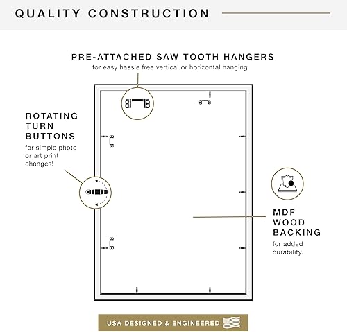 Vista 742 de MCS Studio Gallery Marco para póster de 16 x 24 pulgadas, imitación de veta de madera de color negro, colgar en horizontal o vertical, grande