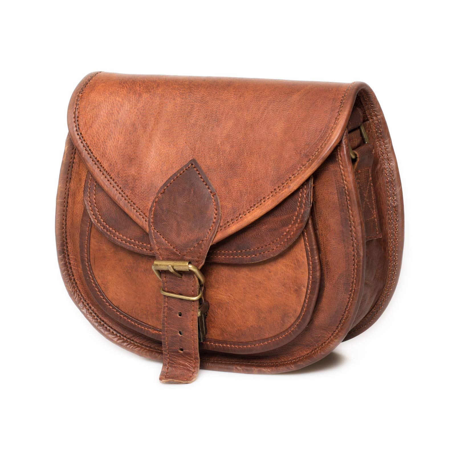LEABAGS Felicia Bolso de Mujer de Cuero Genuino en Look Vintage I Bolso de Hombro I Bolso de Cuero I Bolso de Bandolera