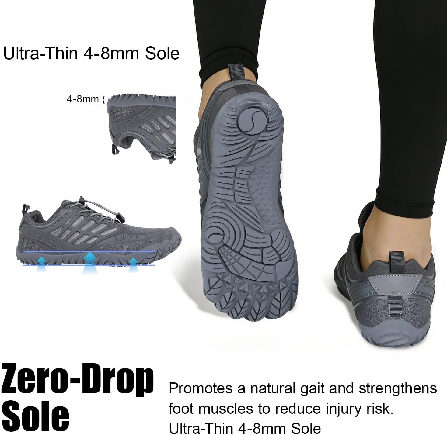 Barefoot Shoes Men Wide Toe Box Zero Drop Minimalist Shoes for Workout Cross-Trainer Walking Hiking Water Weightlifting Grounded Footwear