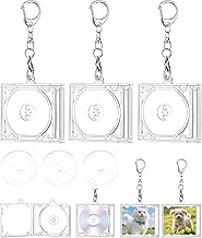 Handmade Keychains, Mini CD Case Keychains, Set of 3, Acrylic, Reduces Friction, Prevents Scratches and Dust, DVD Case Keychains, Photo Holders, Handmade Kit, Cheer for Singers, DIY Supplies with Key
