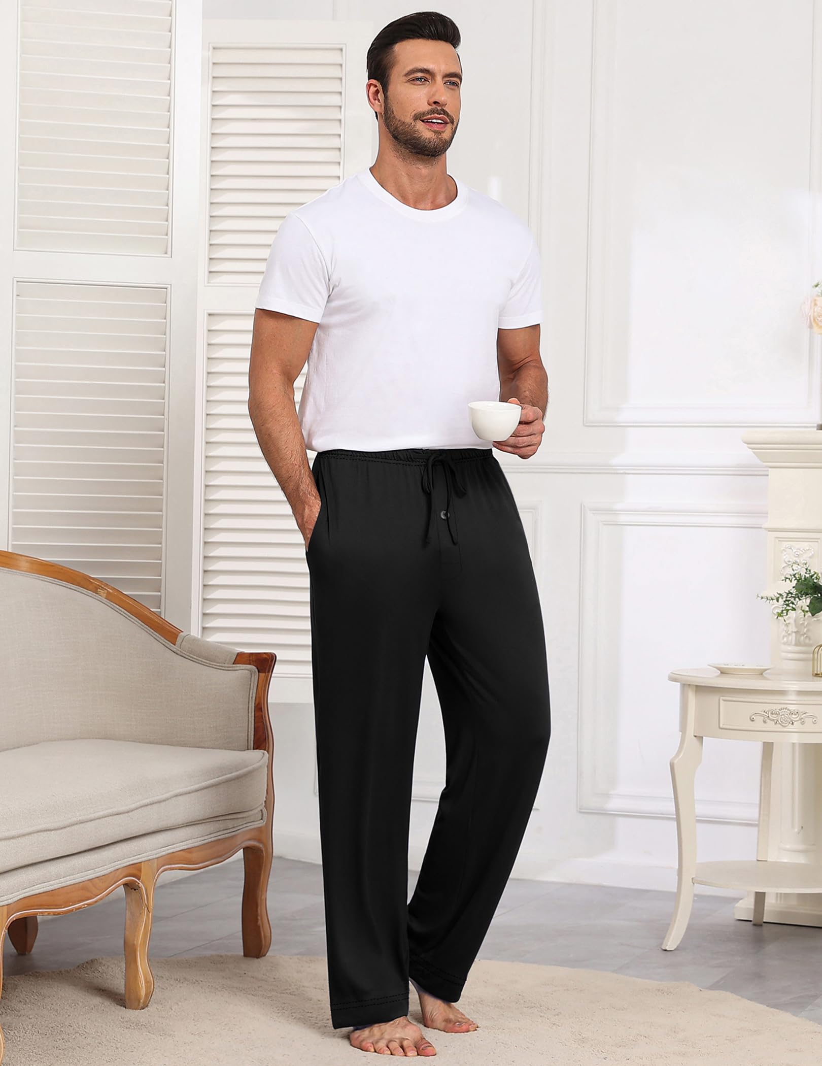 Ekouaer Pantalones De Pijama Cómodos Para Hombre Pantalones De Pijama Para Hombre Pantalone Largos Y Relajantes Estar Por Casa Con Bolsillos S-XXL